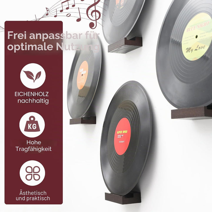 PHOENANCEE Massives Eichenholz, Schallplatten-Wandhalterung, Schallplatten-PräSentationshalter FüR L