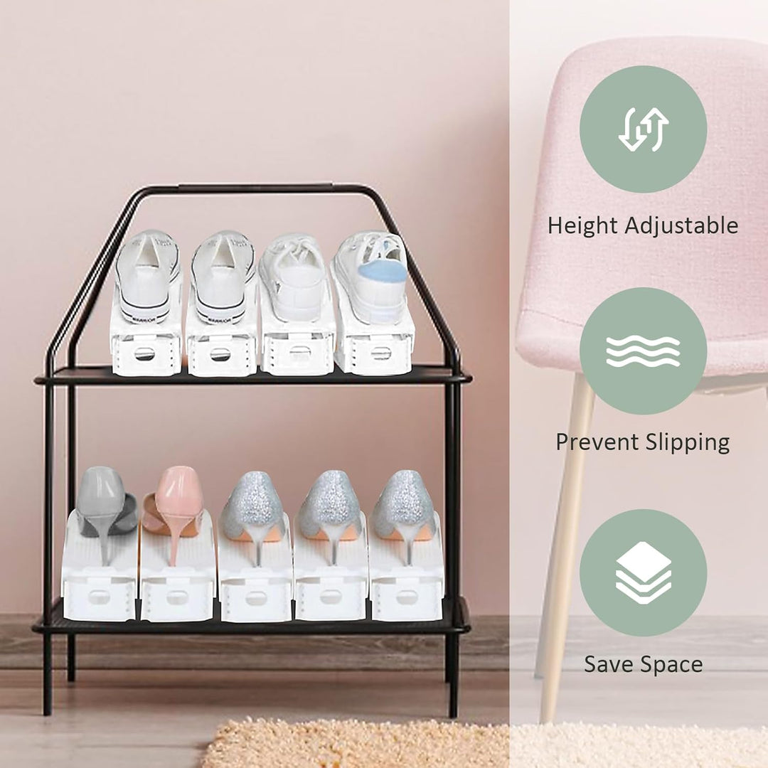 Einstellbare Schuhregale,24 Stück Schuhstapler/Schuhhalter Set,Schuhorganizer,Doppelschicht Schuhsta