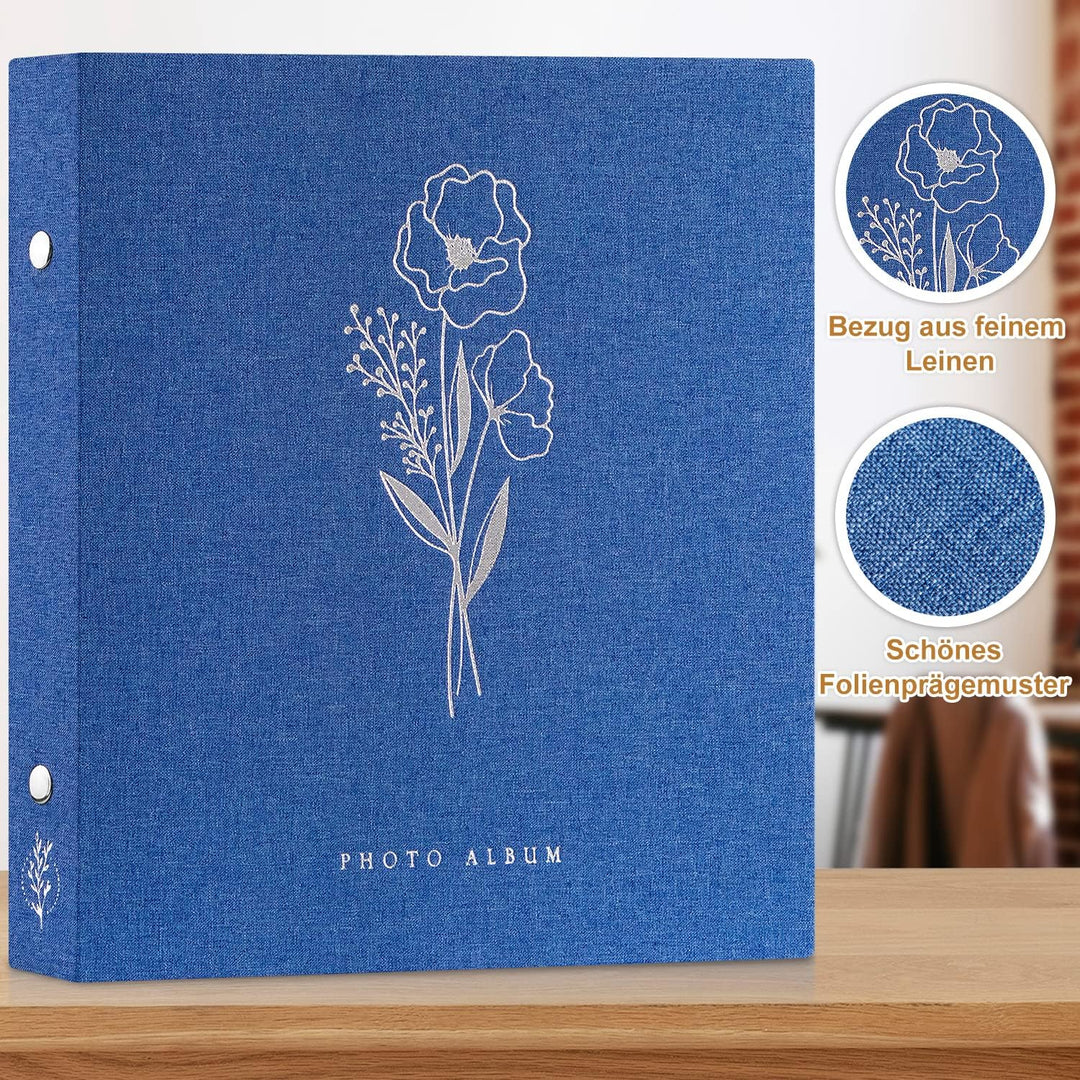 Lanpn Fotoalbum Selbstklebend Einkleben Scrapbook, Leinen Gross Weisse Seiten Fotobuch zum Selbstges