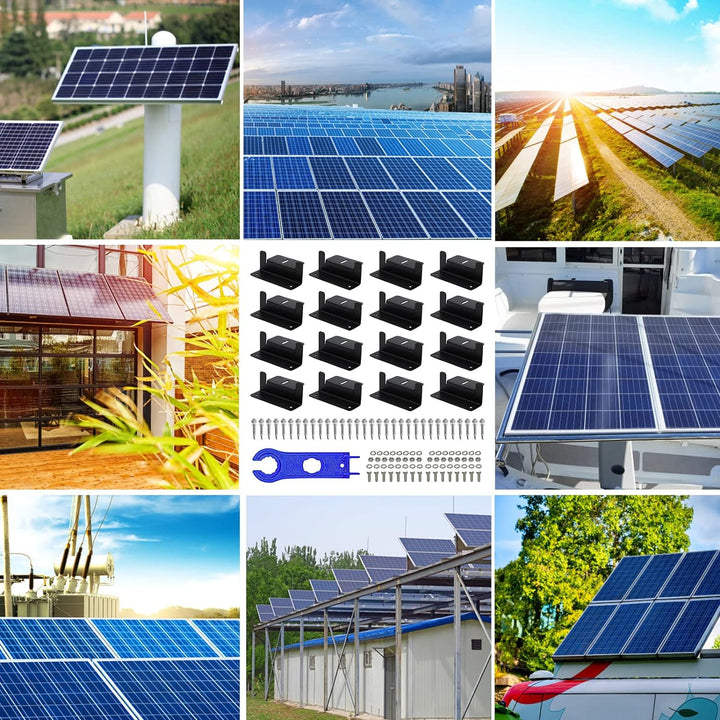 16 Stück Solarmodul Z-Halter, Solarmodul Halterung mit Muttern Schrauben und Installationswerkzeug S