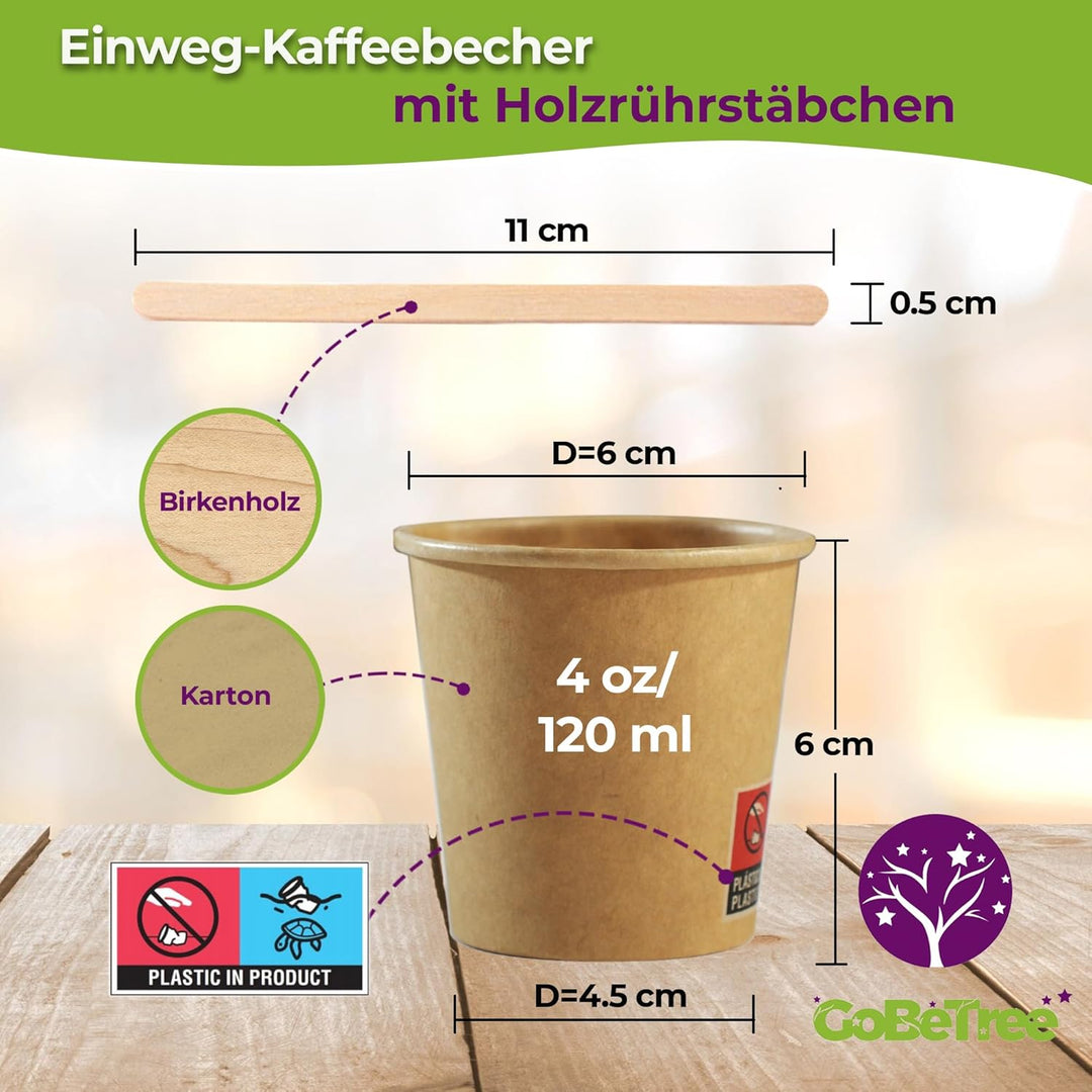 GoBeTree 400 Einweg-Kaffeebecher aus Kraftkarton mit 120 ml / 4 oz Fassungsvermögen, Einweg-Kaffeebe