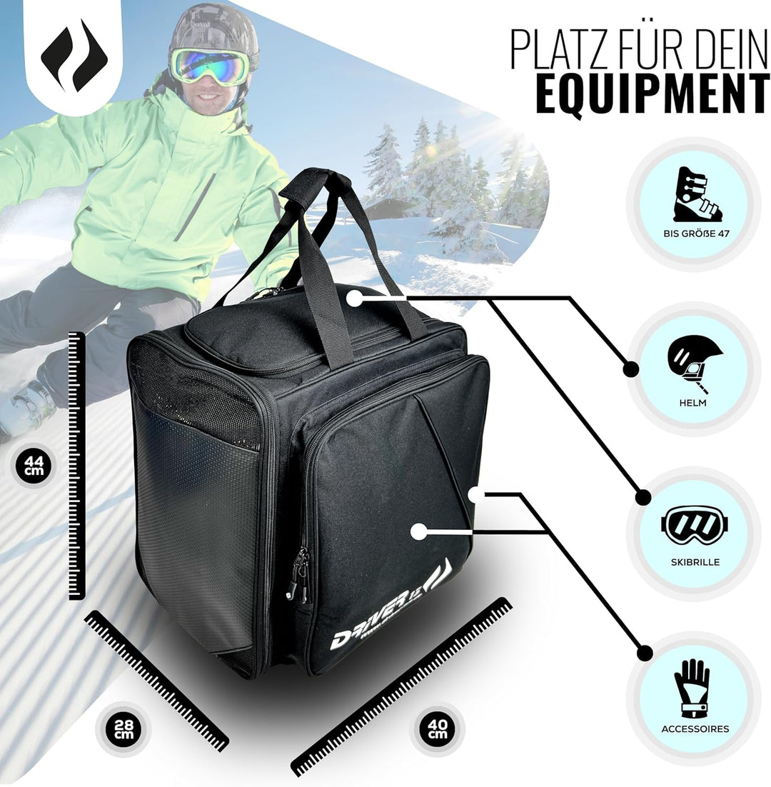 Driver13 ® Skistiefelrucksack mit Helmfach + Skischuhrucksack mit Helmfach für Hart + Snowboard Boot