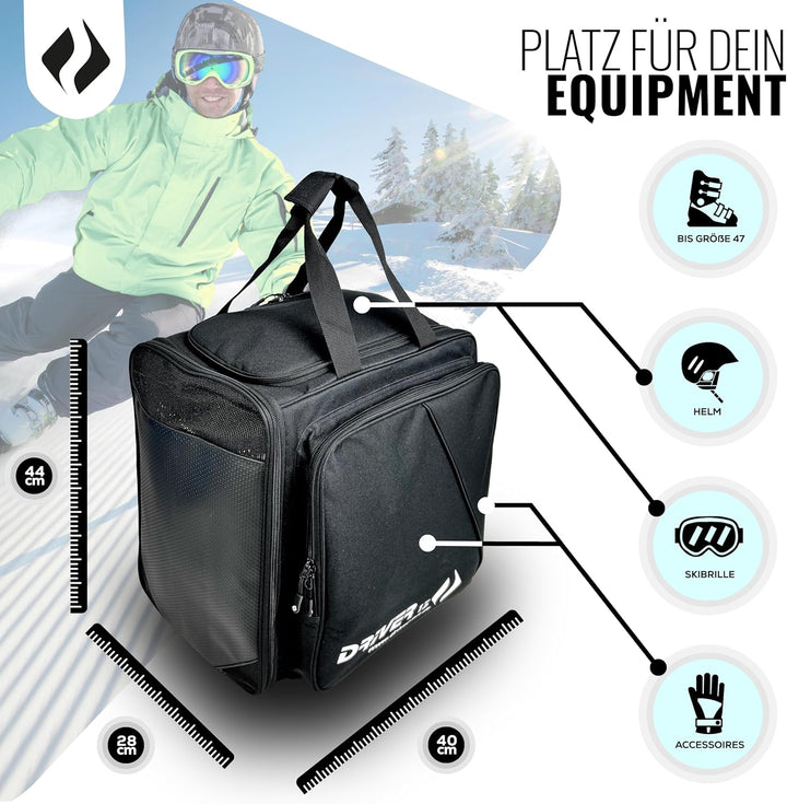 Driver13 ® Skistiefelrucksack mit Helmfach + Skischuhrucksack mit Helmfach für Hart + Snowboard Boot