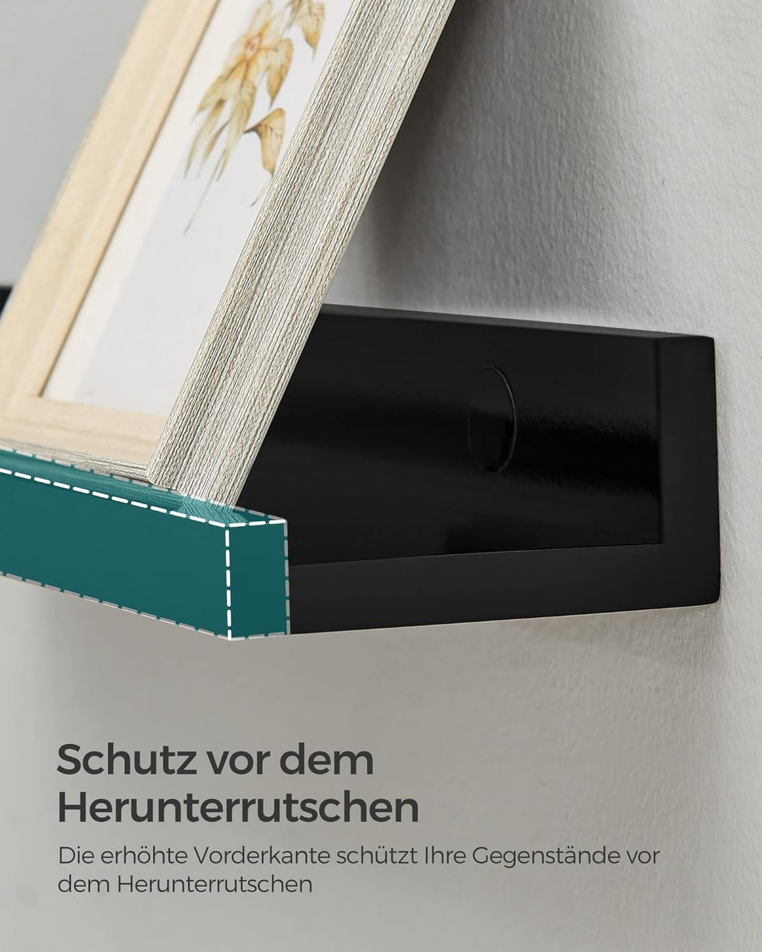 SONGMICS Wandregal, 3er Set, Schweberegal, 38 cm breit, Regal für Fotorahmen und Dekos, für Wohnzimm