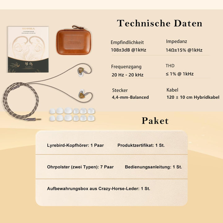 SIVGA Lyrebird Hybrid IEM 4-Treiber Dynamisch + BA + Planar + Piezo-Treiber