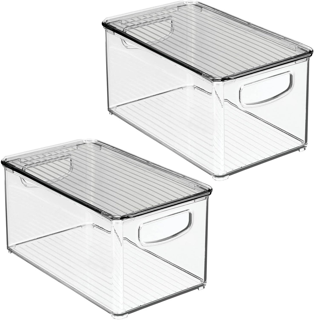 mDesign 2er-Set Aufbewahrungsbox mit Griffen – Kühlschrankbox mit Deckel zur Lebensmittelaufbewahrun