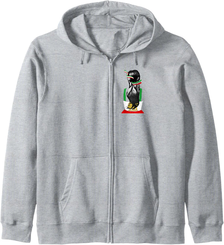 Iranische Flagge, weibliche Haarstütze, Frauen des Irans, Löwe, Sonnenflagge Kapuzenjacke