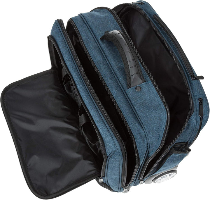 Trolley Pilotentrolly mit Polstertasche 17 Zoll [41 cm x 29 cm] + Ledermäppchen (DARKBLUE Two Tone),