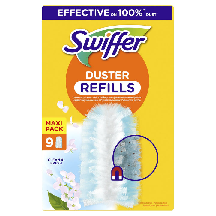 Swiffer Duster Staubwedel Nachfüllpack mit Febreze-Duft, 54 Stück (6 x 9), fängt Staub wie EIN Magne