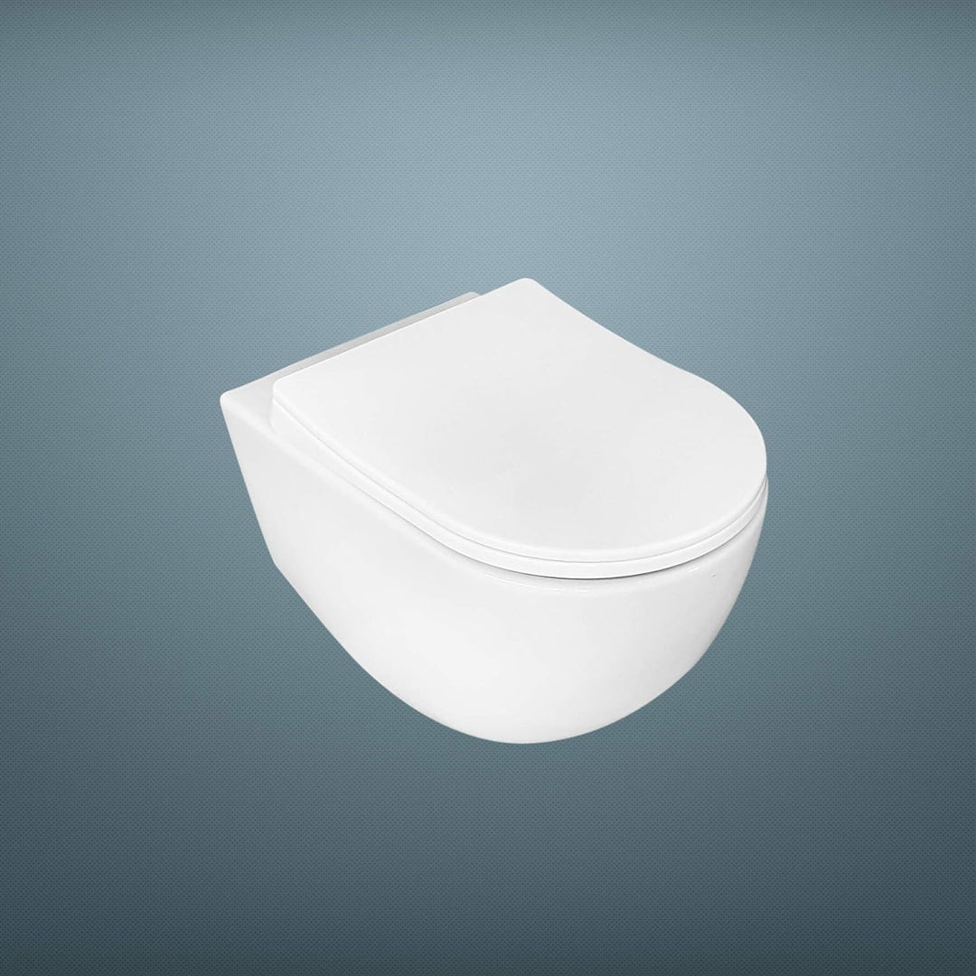 Aqua Bagno | Flacher Toilettendeckel mit Absenkautomatik & WC-Sitz in D-Form, Universal WC-Sitz, abn