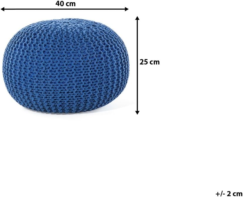 Gestrickter Pouf Blau Kobaltblau ⌀ 40 cm Baumwolle Ottomane Conrad
