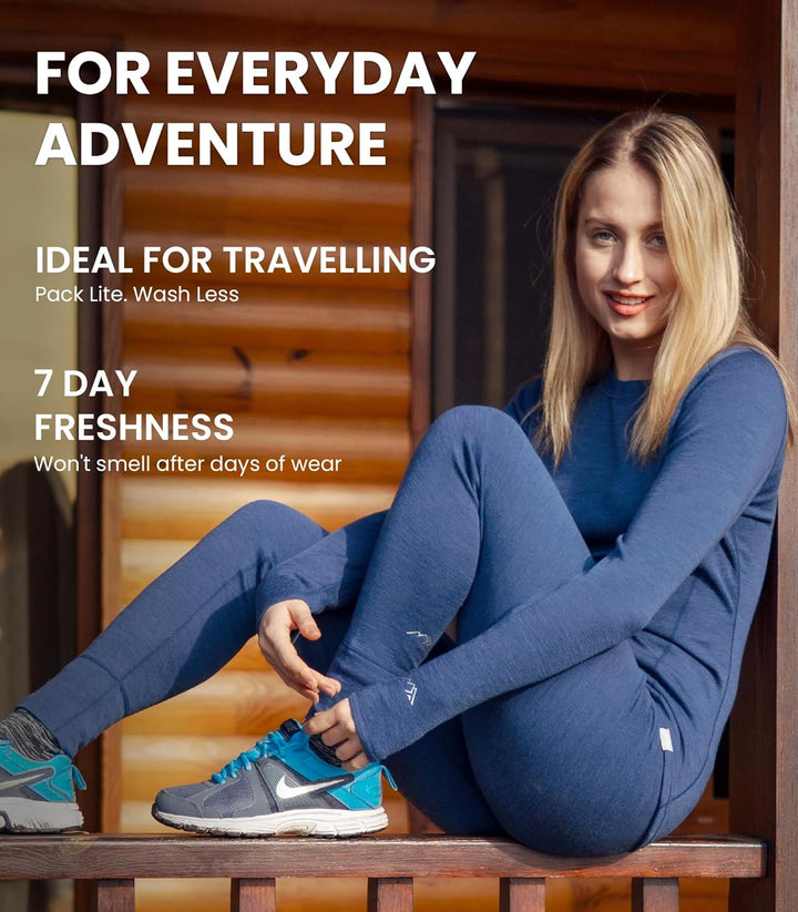 Merino Wolle Thermounterwäsche Damen - Merino Unterhose Damen Merino Leggings + Wollsocken XS 320 Ch