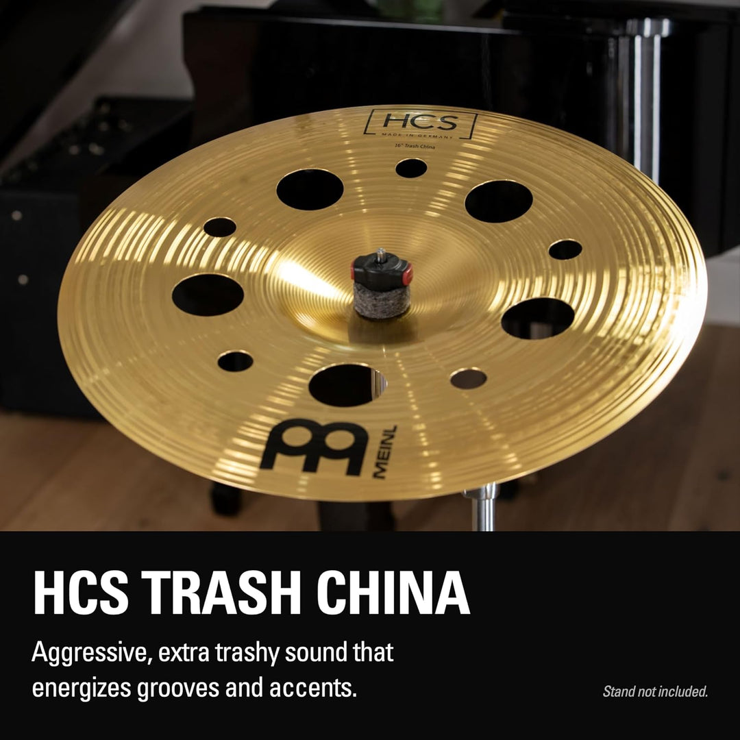 Meinl Cymbals HCS Trash China 16 Zoll (Video) Schlagzeugbecken mit Löchern (40,64cm) Messing, Tradit