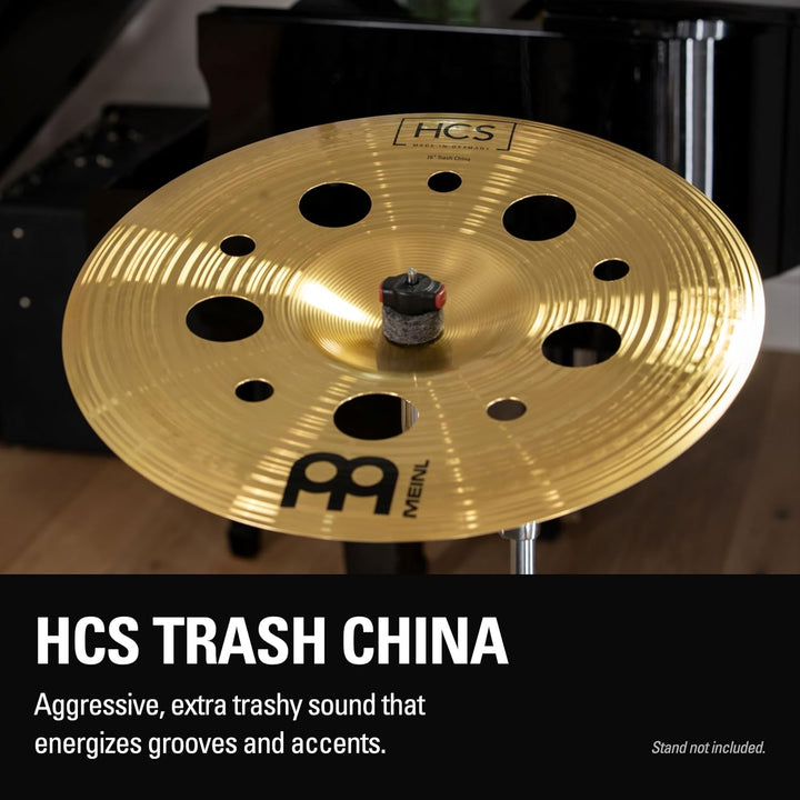 Meinl Cymbals HCS Trash China 16 Zoll (Video) Schlagzeugbecken mit Löchern (40,64cm) Messing, Tradit