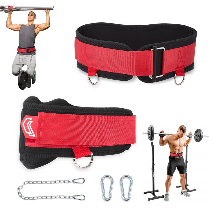 Dip Gürtel mit Kette und Klimmzug Gürtel, Dip Belt,3-in-1 Gewichthebergürtel für Zusatzgewicht im Gy