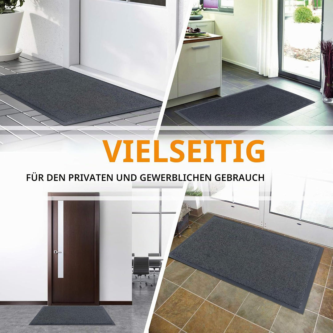 GadHome Fussmatte Anthrazit Grau 90x150 cm|Eingangstürmatte wasserdicht waschbar strapazierfähiger S