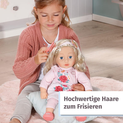 Zapf Creation 706572 Baby Annabell Sophia 43cm- weiche Stoffpuppe mit langen blonden Haaren, rosa Pu