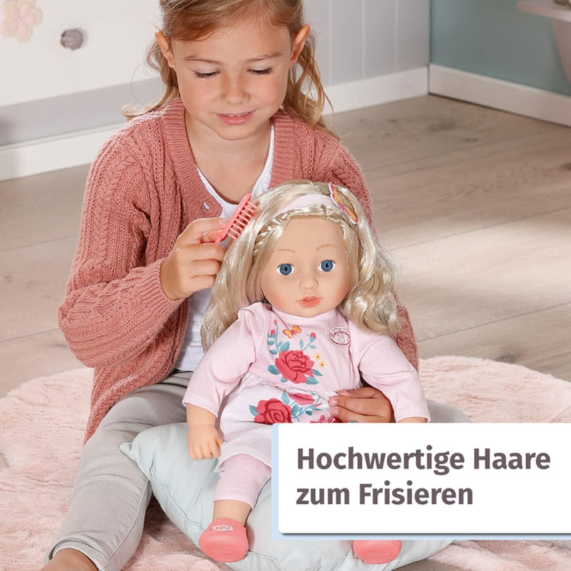 Zapf Creation 706572 Baby Annabell Sophia 43cm- weiche Stoffpuppe mit langen blonden Haaren, rosa Pu
