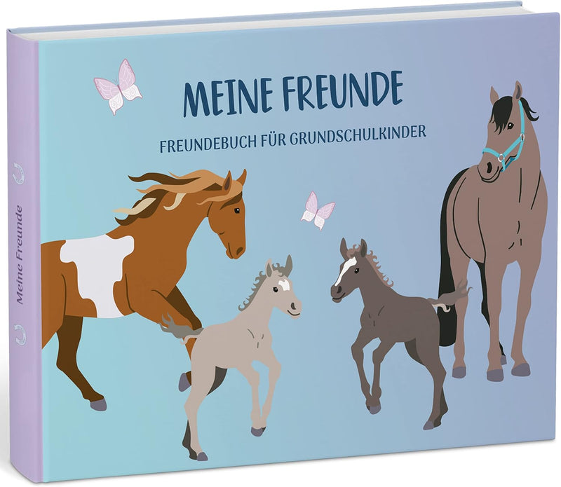 mintkind® „Meine Schulfreunde“ Freundebuch Schule Mädchen und Jungen Pferde Design | Freundschaftsbu