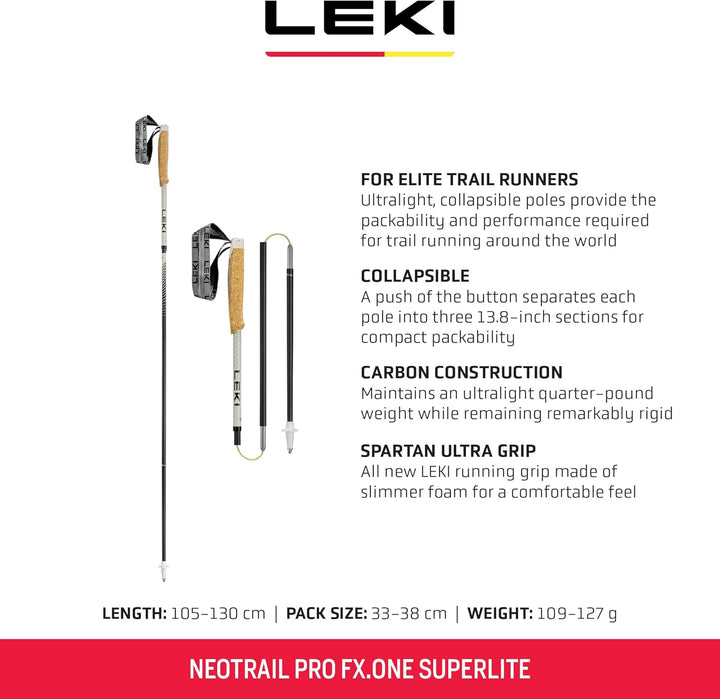 LEKI Neotrail Pro Fx.one Superlite Laufstöcke 120 cm Warmes Grau, Hell-Natur, Carbon-Warmgrau, Dunke