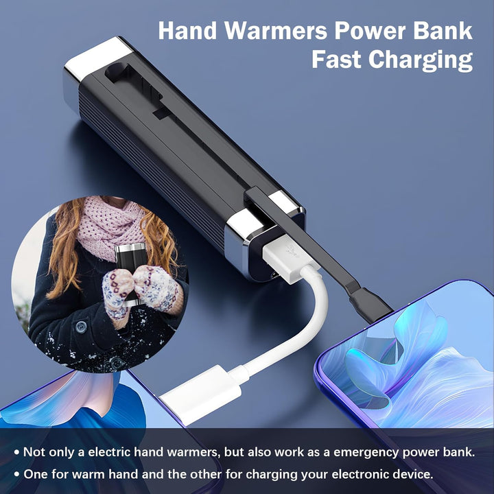Handwärmer Wiederaufladbar 2 er,10000mAh Tragbarer Taschenwärmer,3 in1USB Batteriebetriebener Elektr