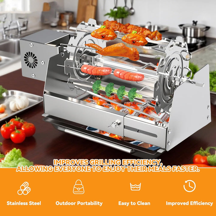 Elektrische Grillspiesse, Rollender Automatisch rotierender Rollgrillkorb-Ladeanschluss (Grillspiess