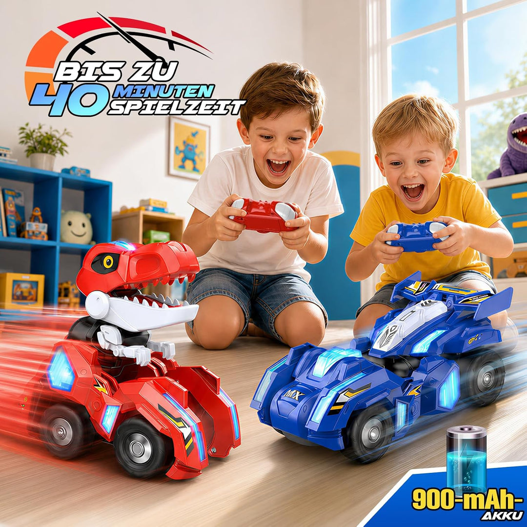 Dinosaurier Ferngesteuertes Auto, Transform Spielzeug Geschenke Junge 4-12 Blau, Blau