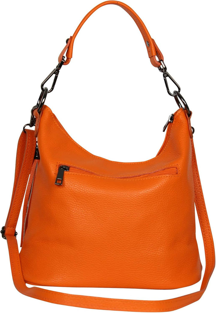 AmbraModa GLX09 - Damen Handtasche Schultertasche Beutel aus Echtleder Orange, Orange
