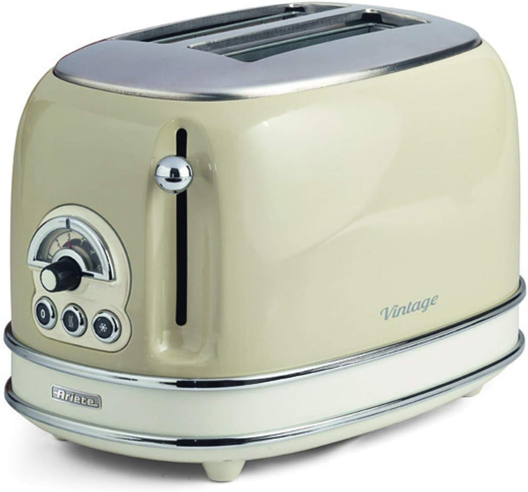Ariete, 0155CR, Design-Toaster für zwei Scheiben, sechs Toaststufen, 810 W, Gehäuse aus Edelstahl &