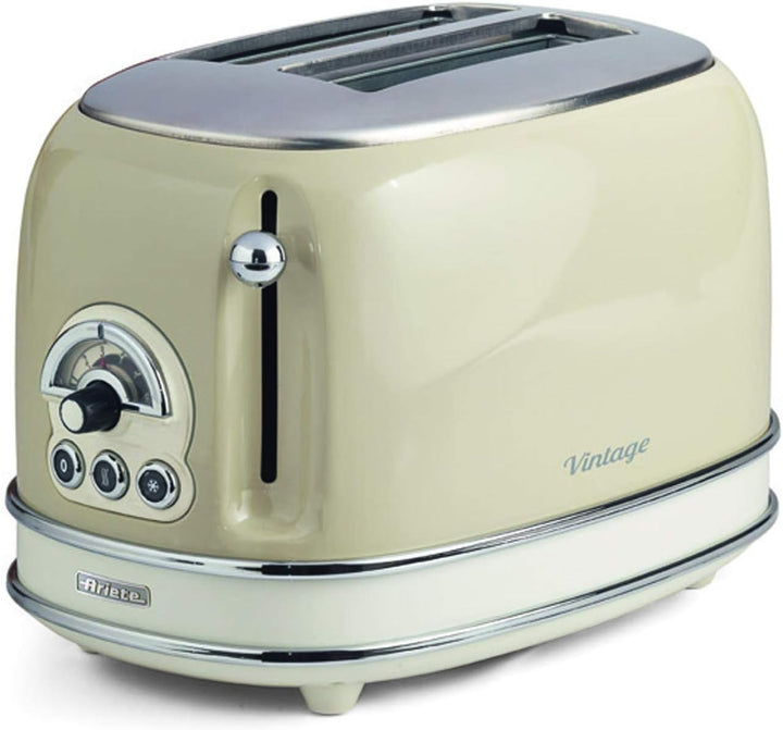 Ariete, 0155CR, Design-Toaster für zwei Scheiben, sechs Toaststufen, 810 W, Gehäuse aus Edelstahl &