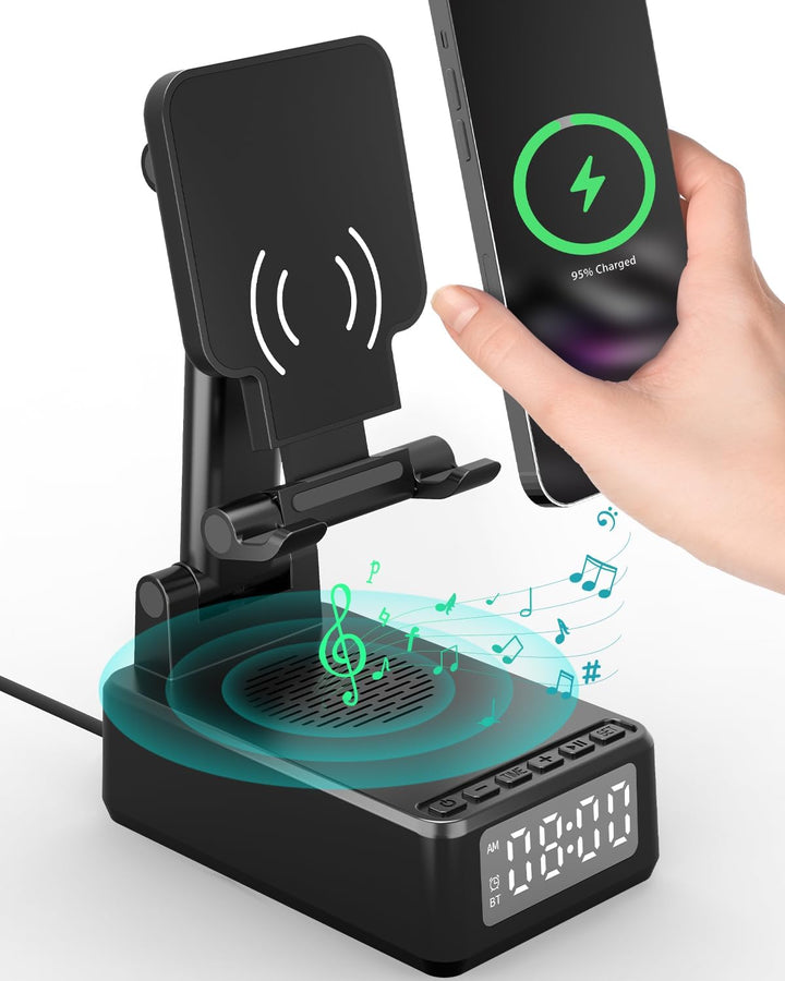 Geschenke für Männer, 6-in-1 Bluetooth-Lautsprecher, Faltbarer Handyhalterung, Wireless Charger Hand