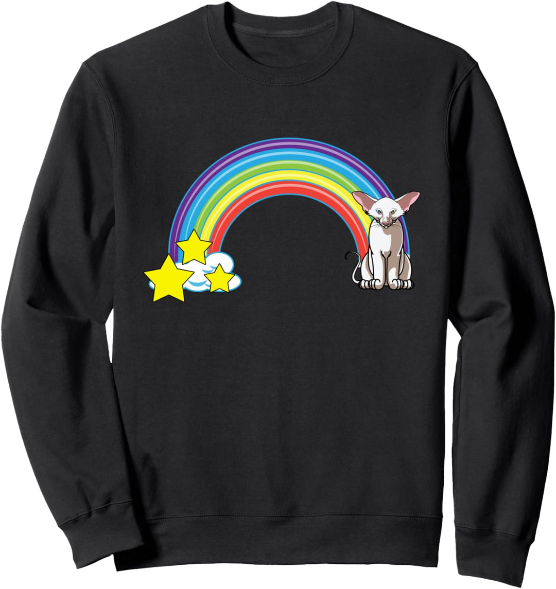 Regenbogen Orientalisch Kurzhaar Katze Retro-Stil lustige Ka Sweatshirt