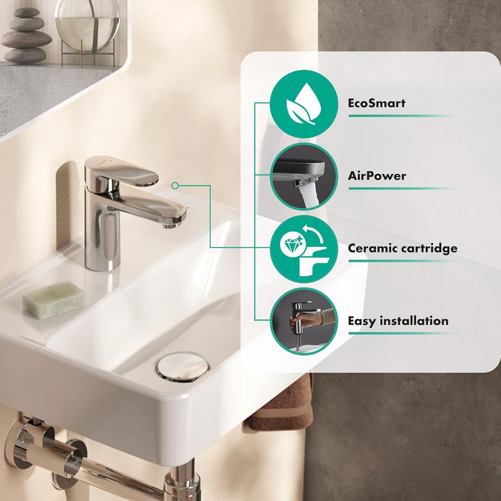 hansgrohe Vernis Blend - Waschtischarmatur ohne Ablauf, Wasserhahn Bad mit Auslauf Höhe 110 mm, Misc