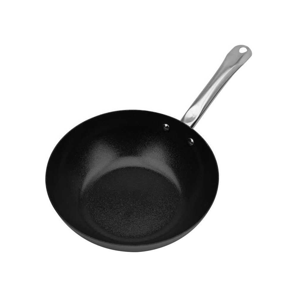 GSW 166706 Wokpfanne Avanti 28cm, Karbonstahl, Edelstahl rostfrei, schwarz