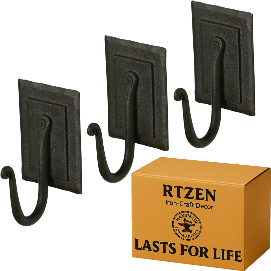RTZEN Garderobenhaken, 3 handgefertigte, doppelt plattierte Kleiderbügel für Mantel, Hut, Kleidung,