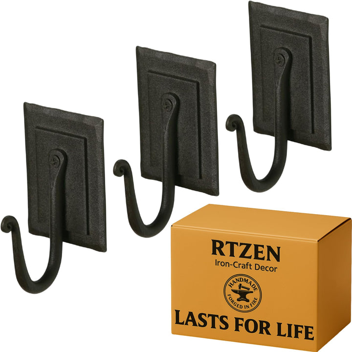 RTZEN Garderobenhaken, 3 handgefertigte, doppelt plattierte Kleiderbügel für Mantel, Hut, Kleidung,