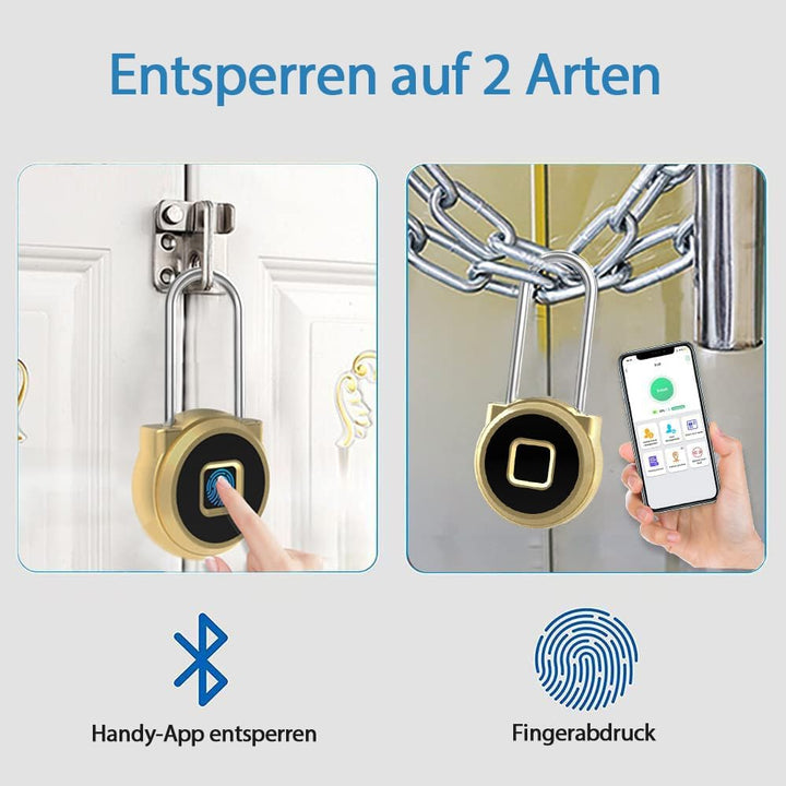Langes Vorhängeschloss eLinkSmart Langer Bügel 45mm mit Fingerabdruck Telefon App Wetterfest Zahlens