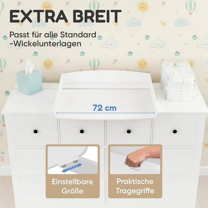 Wickelaufsatz Hemnes Kommode [108 & 160cm] ohne Lücke - Wickelaufsatz Malm Kommode - Für grosse und