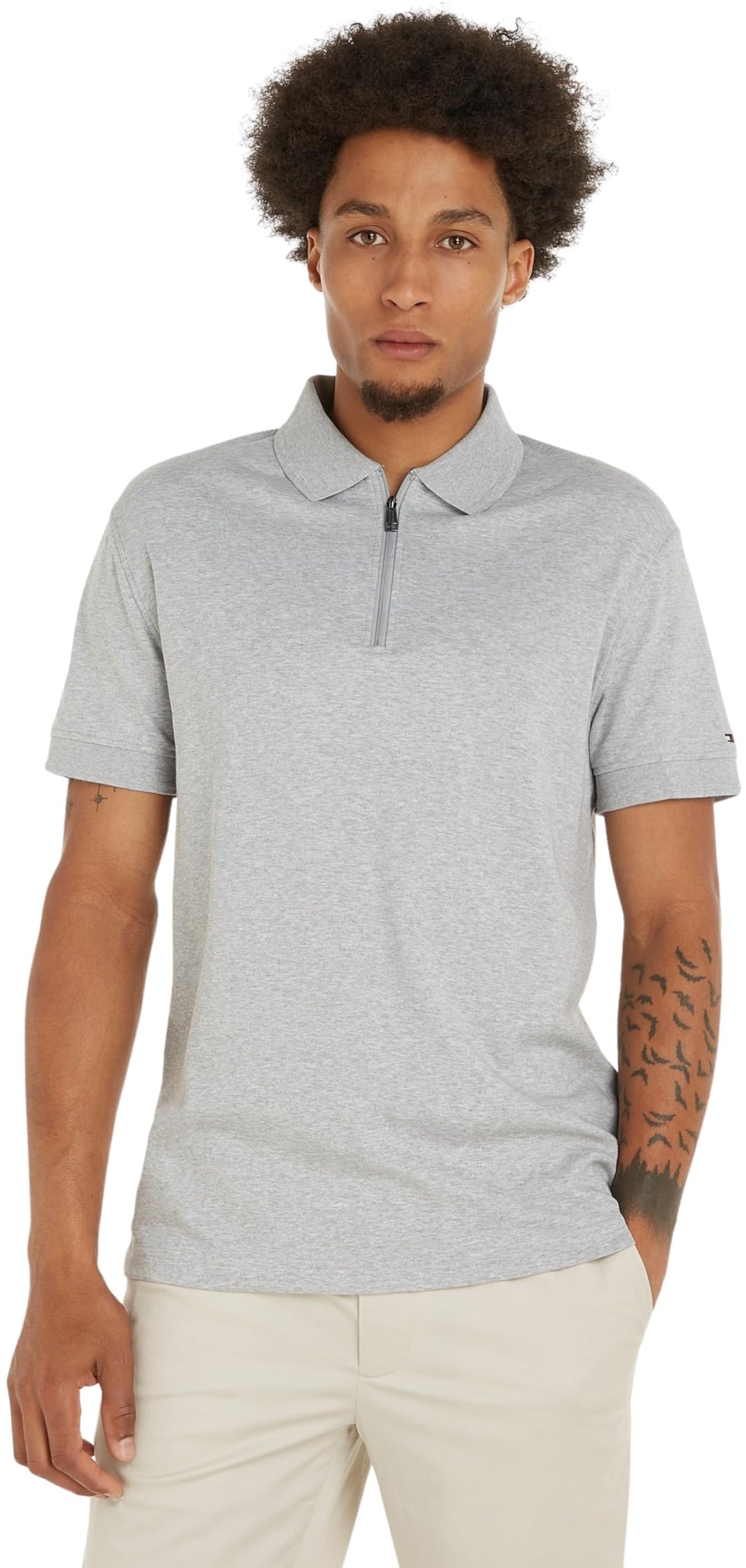Tommy Hilfiger Herren Kurzarm Poloshirts XL Grau (Light Grey Heather), XL Grau (Light Grey Heather)