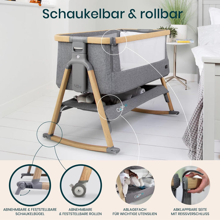 Tutti Bambini CoZee® Air Nachttisch-Wippe mit atmungsaktivem Fenster, Reisetasche und einfach zu Fal