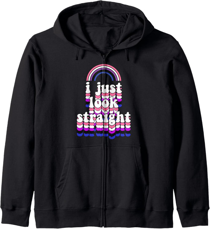 I Just Look Straight Lustiges süsses Genderfluid Pride Kapuzenjacke
