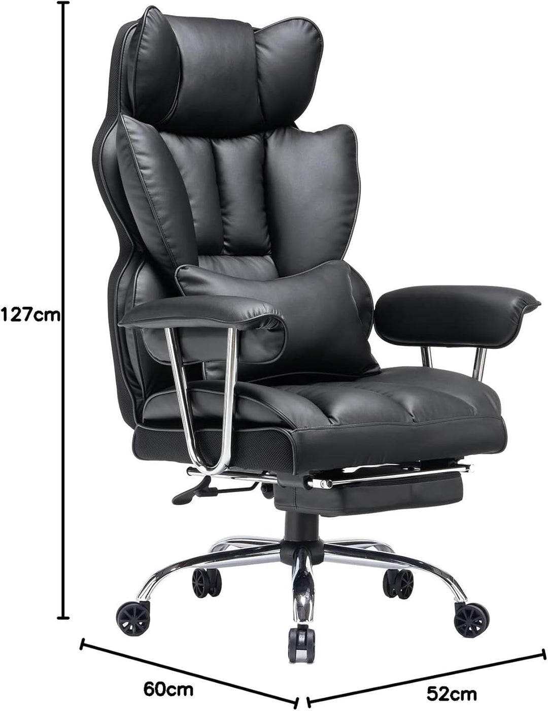 Efomao bürostuhl, PU Leder bürostuhl ergonomisch, Chefsessel mit Lendenwirbelstütze und hoher Rücken