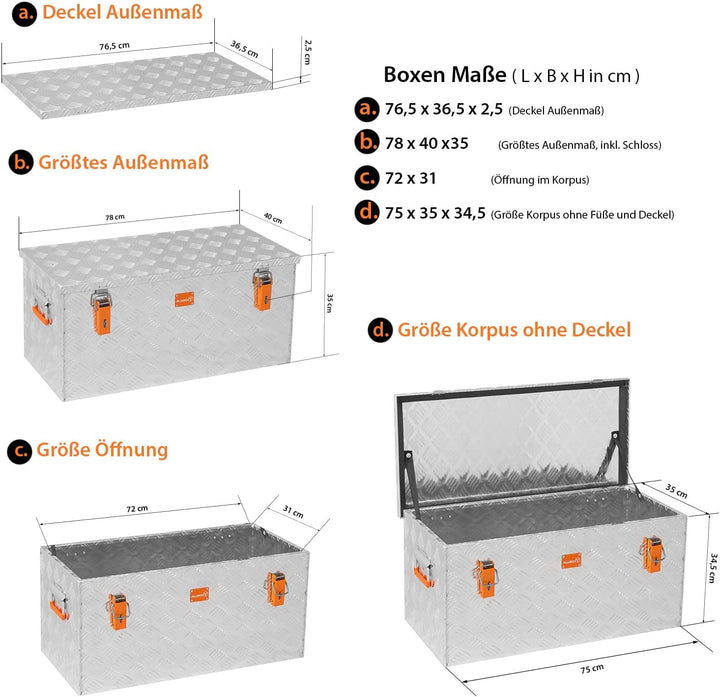 alubox Werkzeugkiste Riffelblech ABX-RL91 Aluminium 1,5mm Werkzeugkiste leicht und robust 91 Liter 0