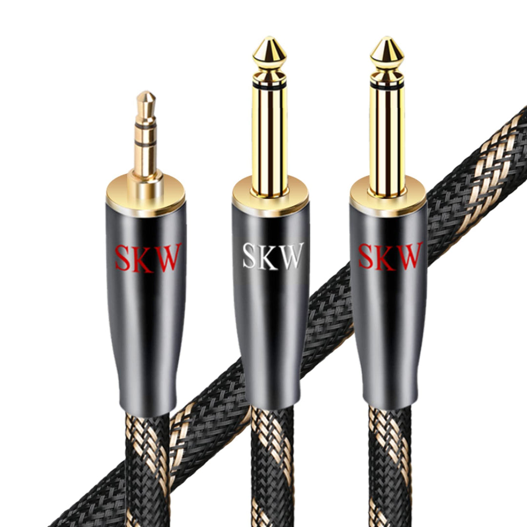 SKW 3.5mm Klinke auf Dual 6.35mm Y Audio Splitter Kabel, hochreines Kupfer Instrument Kabel Unterstü