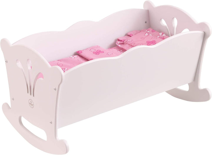 KidKraft Lil'Doll Puppenwiege aus Holz, Puppenbett für Baby Puppe, Puppen Zubehör, Spielzeug für Jun