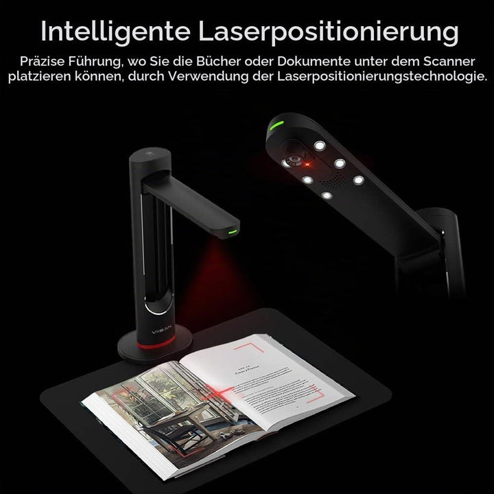 Viisan K21 Dokumenten-&amp; Buchscanner Max Scanbereich A3. 21MP Sensor Buch-Doppelseiten Glätten &amp; Auft