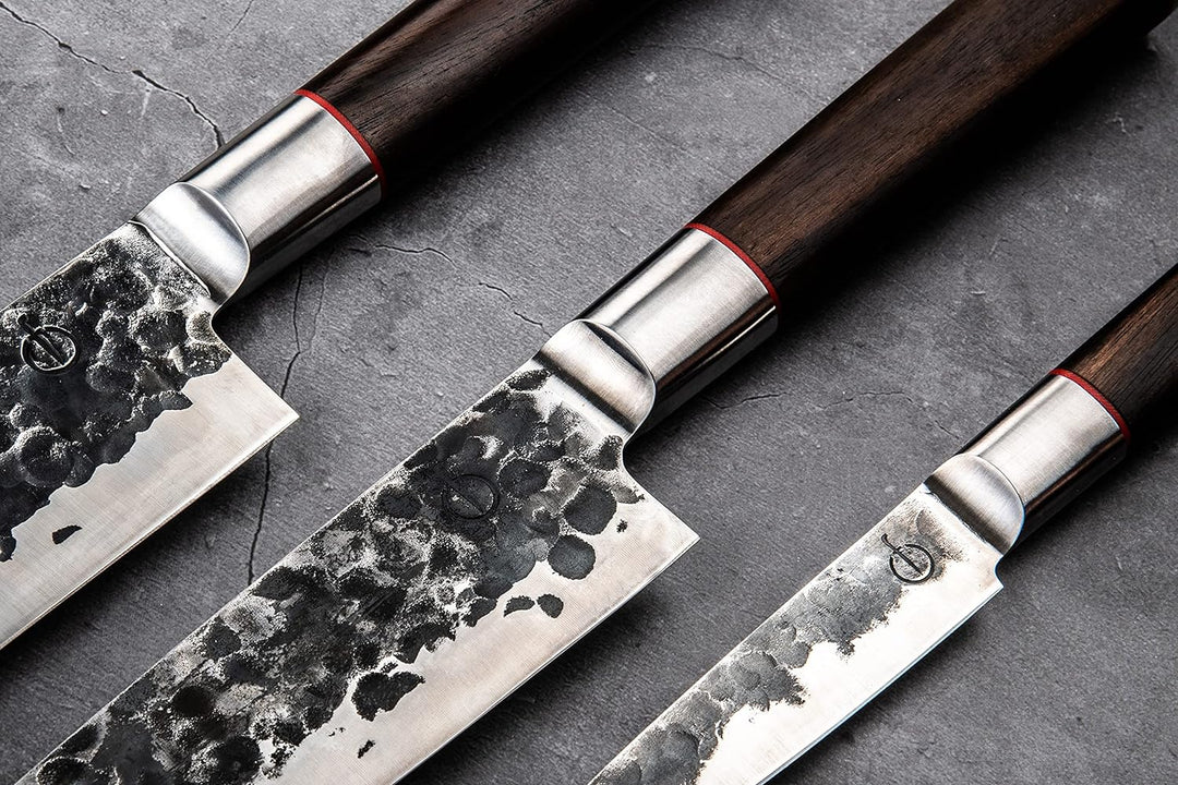 Forged Sebra Messerset 3-teilig, handgefertigt, in Holzkiste