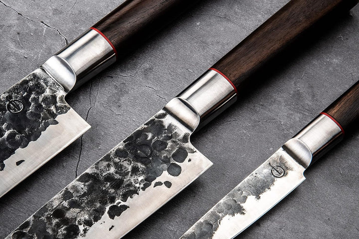 Forged Sebra Messerset 3-teilig, handgefertigt, in Holzkiste
