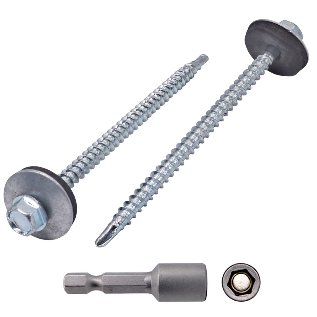 Marcopol (80 Stück) DIN 7504-K Stahl verzinkt 4,8 x 80 mm selbstbohrende Schrauben mit EPDM-Unterleg