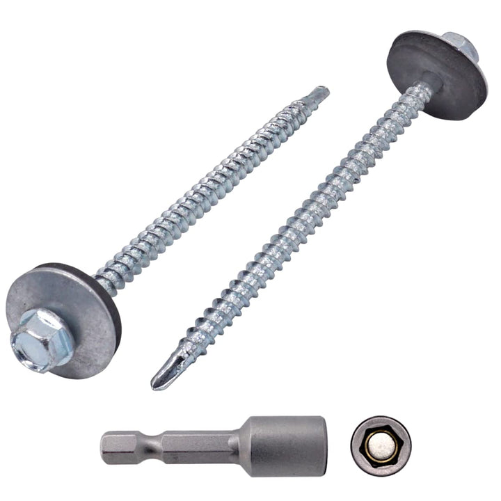 Marcopol (80 Stück) DIN 7504-K Stahl verzinkt 4,8 x 80 mm selbstbohrende Schrauben mit EPDM-Unterleg